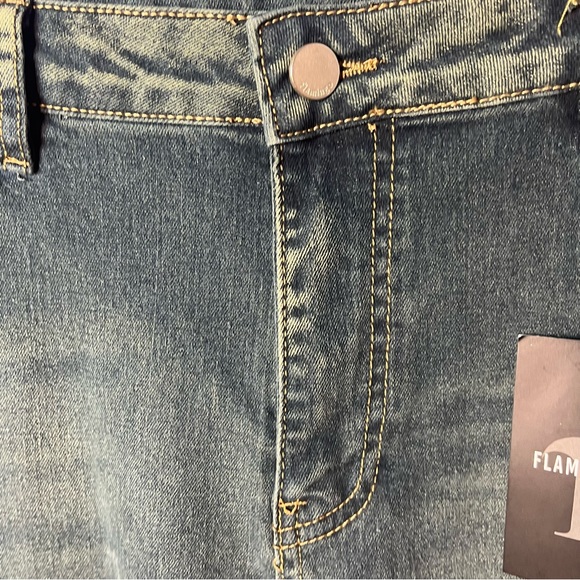 Flamingo Flamingals Five Pocket Wide Leg Jeans with Frayed Raw Hem Size XL New! - Picture 4 of 11